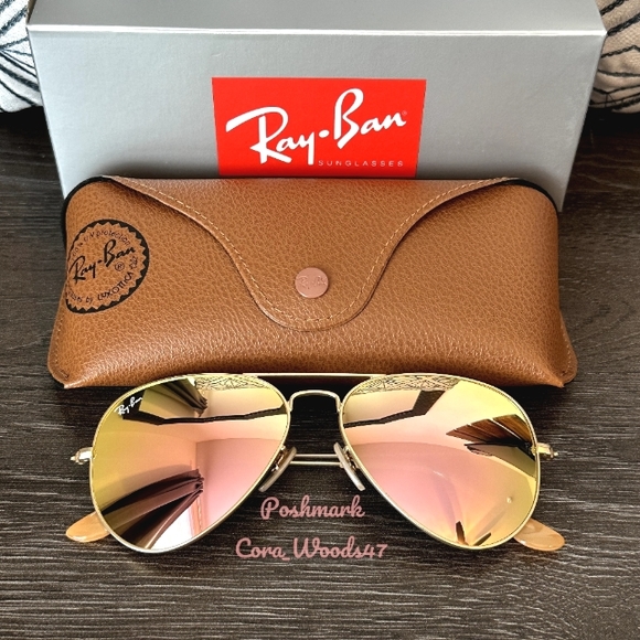 Ray Ban Aviator Copper Pink Flash Lenses RB3025 Gold Frame 58 / 62 Unisex New - Picture 11 of 16